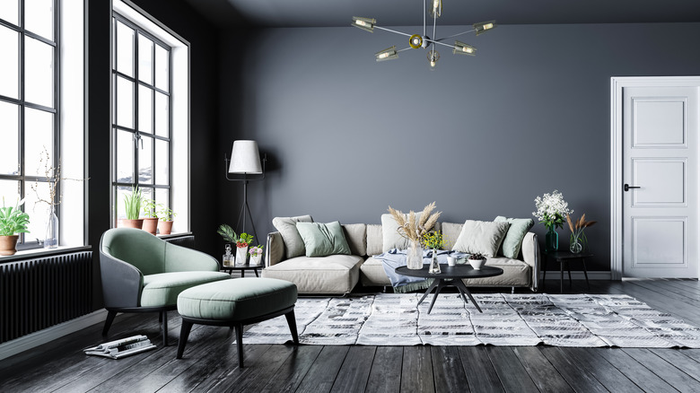 Spacious gray living room