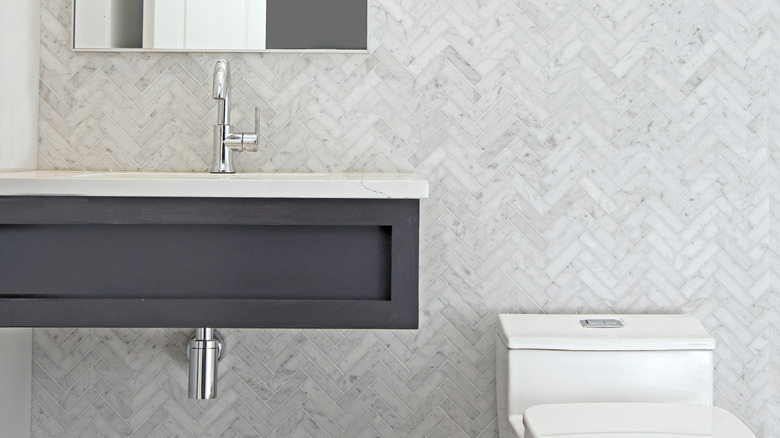 floating vanity in bathroom