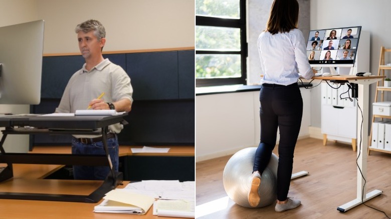 Standing-desk setup versus standing desk