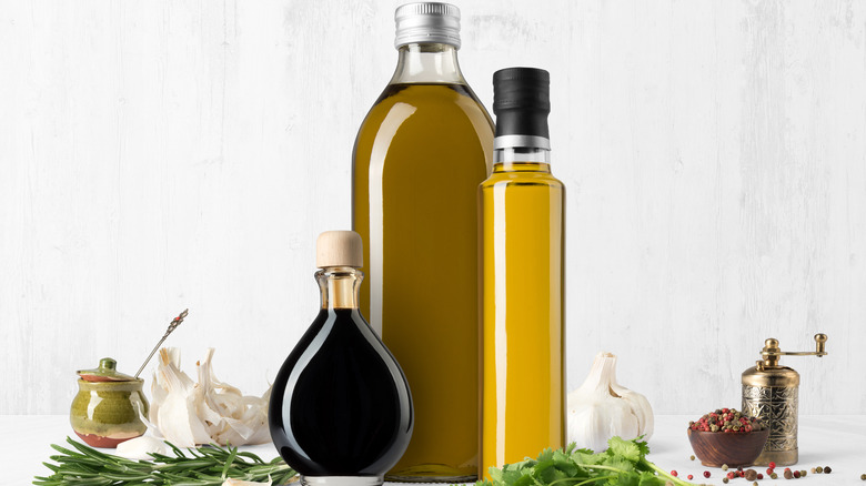 bottles of oil and vinegar