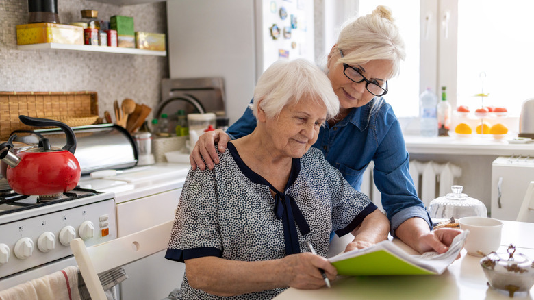 woman with elderly mother