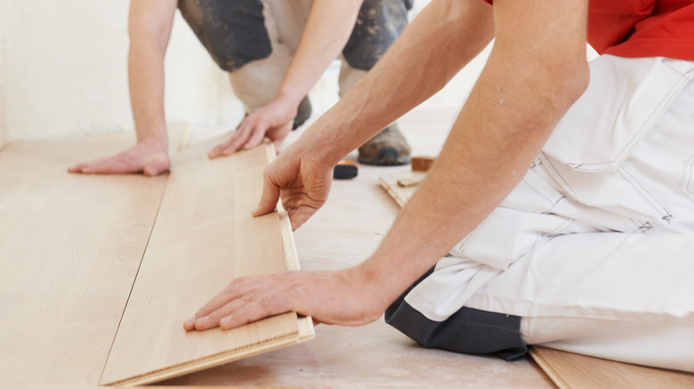 Floorboards being placed