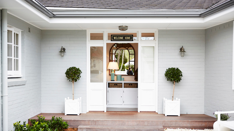 topiary on front porch