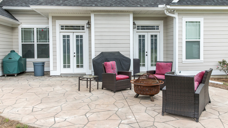 Concrete patio and outdoor furniture