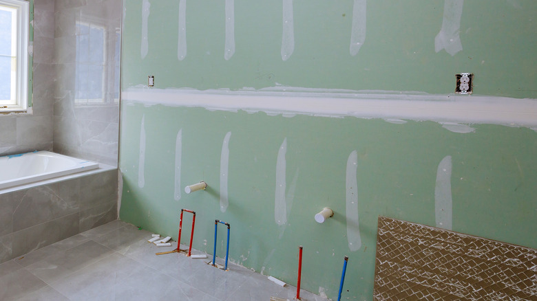 unpainted drywall