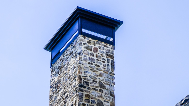 Decorative black cap on chimney