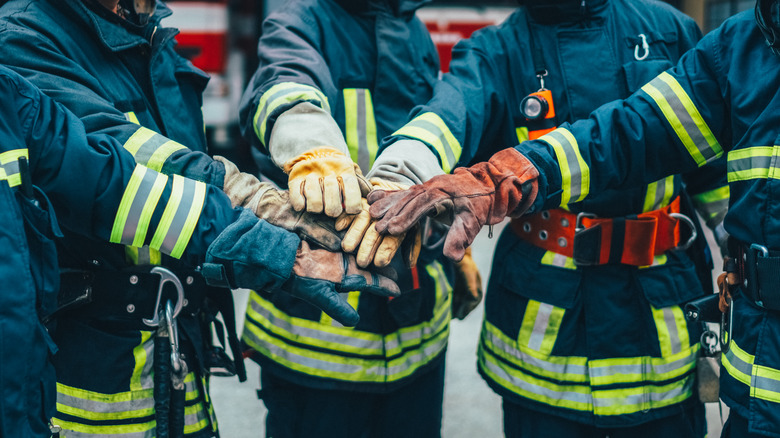 Firefighters in a group