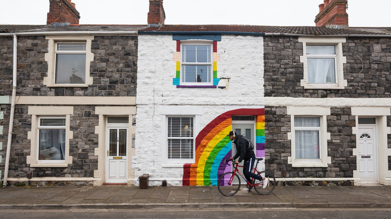 Rainbow painted on townhome 