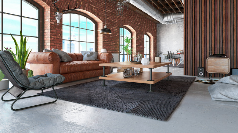 Modern loft with concrete floor