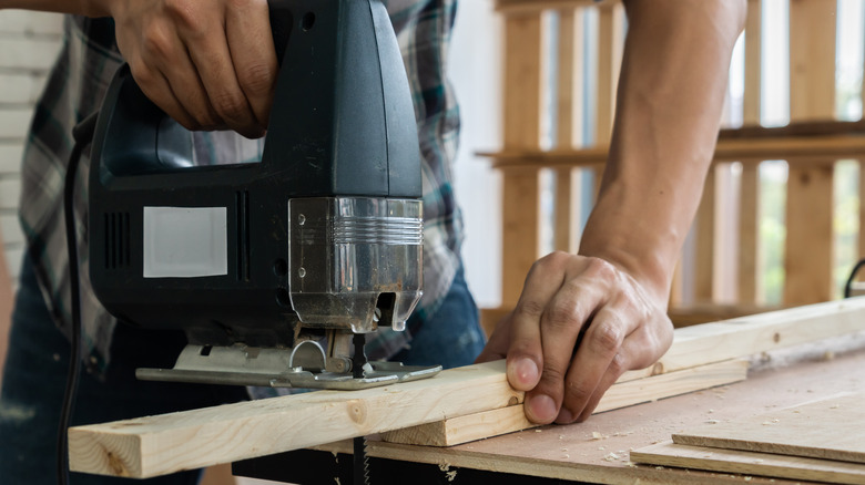 cutting wood