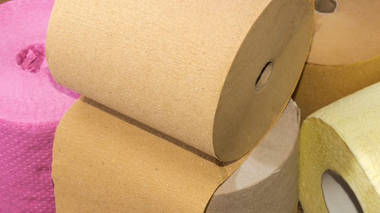 up close view of unbleached toilet paper