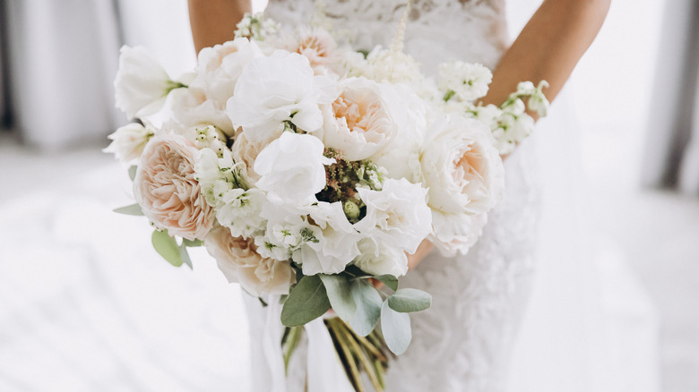 White bridal roses