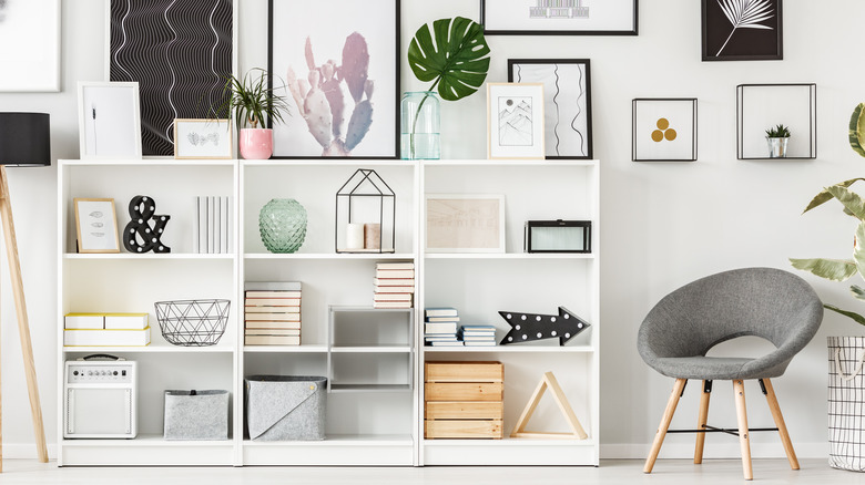 Shelves with books and decor