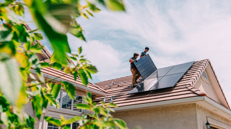 Installing solar panels on a residential home