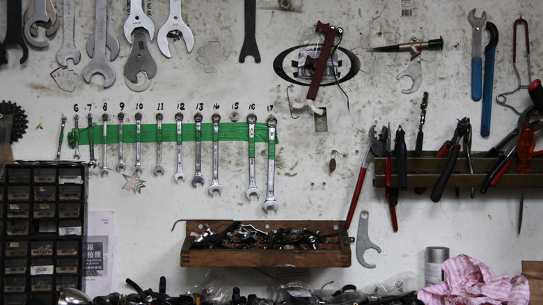 Various tools in a garage