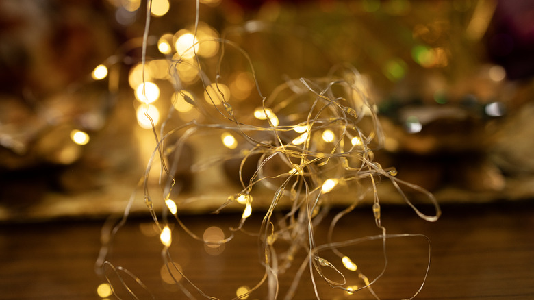 String lights in a room