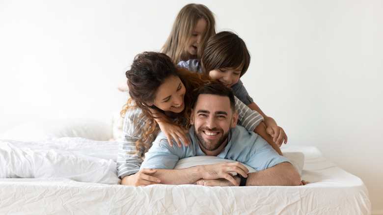 Family on mattress