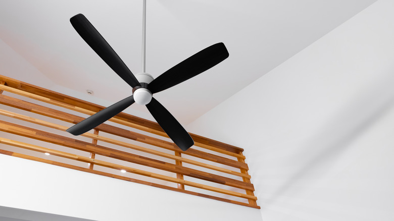 ceiling fan and railing