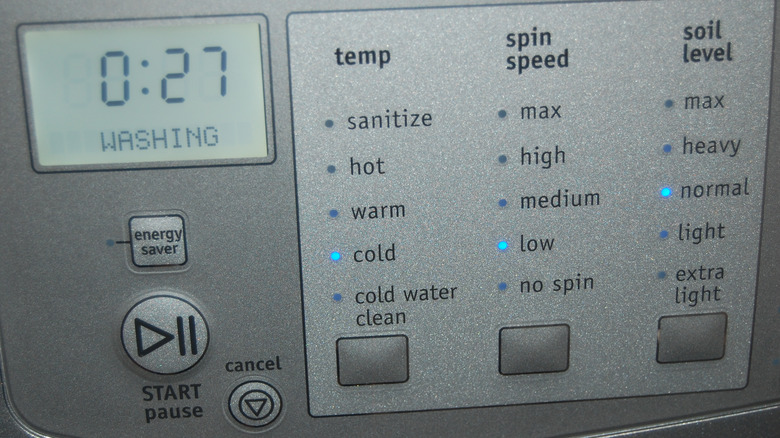 washing machine settings panel