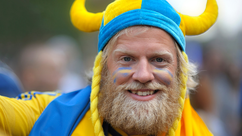 Man wearing Swedish Flag 