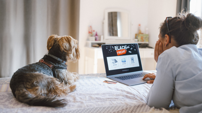 woman browsing electronics online