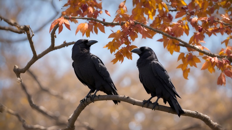 black crow in yard 