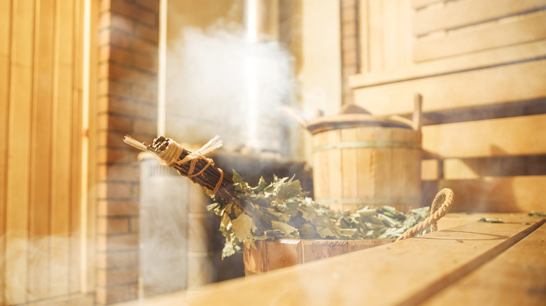 steam in a Finnish sauna