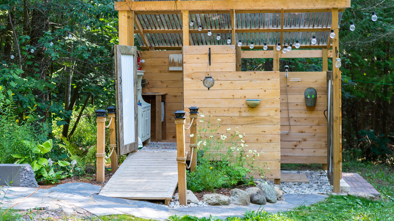 Wooden outdoor shower room