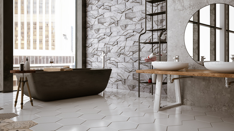 hexagon tile in bathroom