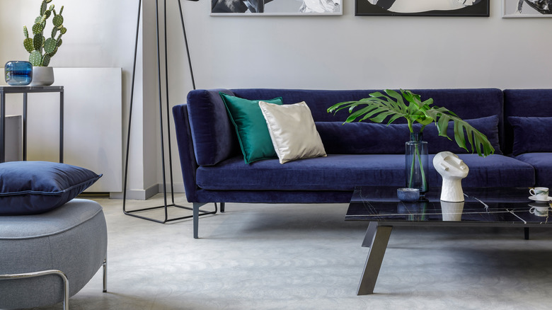 Living room with concrete floor