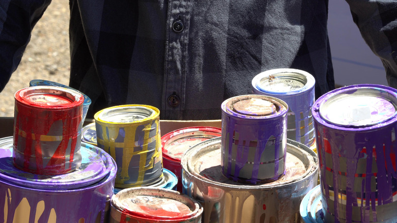 several cans of paint