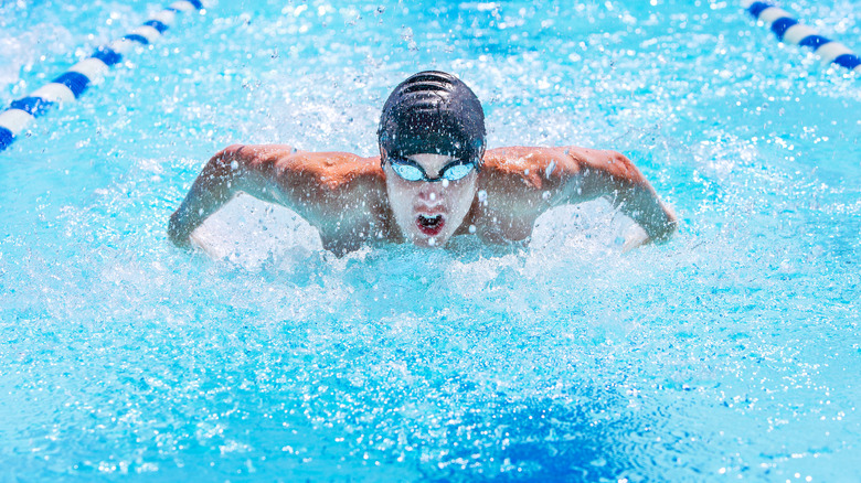 competitive swimmer in pool