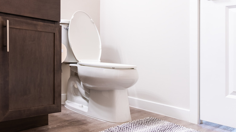 older white toilet in bathroom