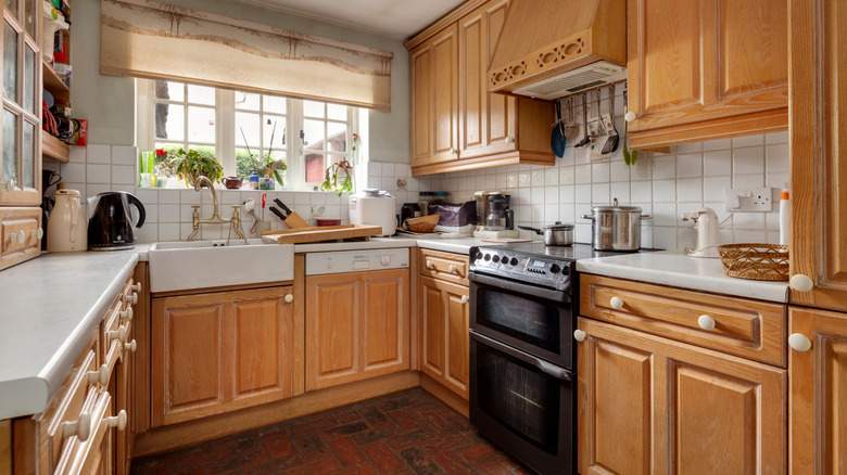 older wooden kitchen cabinets