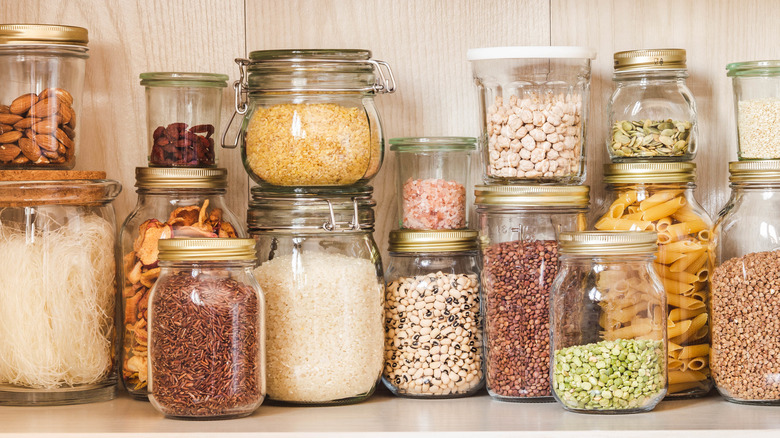 dry goods in glass jars