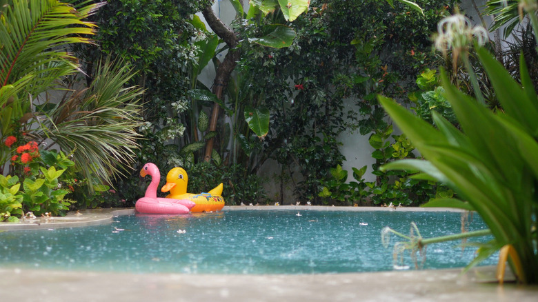 Rain on a swimming pool