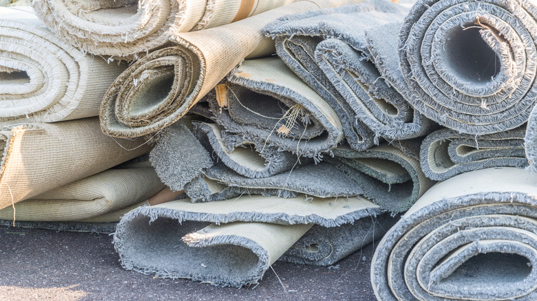 rolls of used carpet