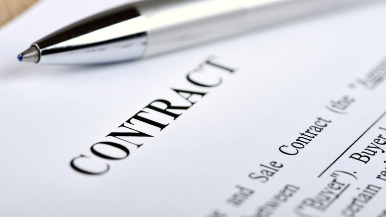 Close-up shot of contract