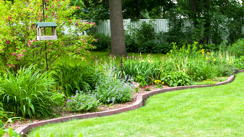 brick stone edging on lawn