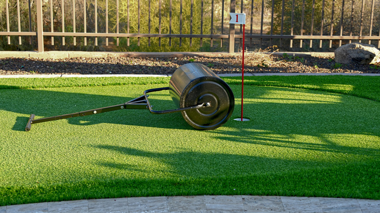 Artificial turf installation for home putting green