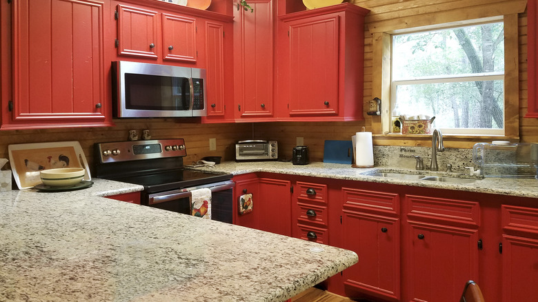 red kitchen cabinets