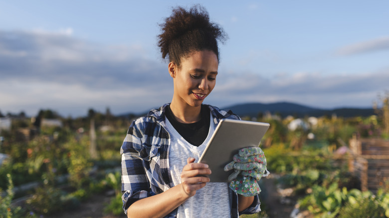 woman planning her garden