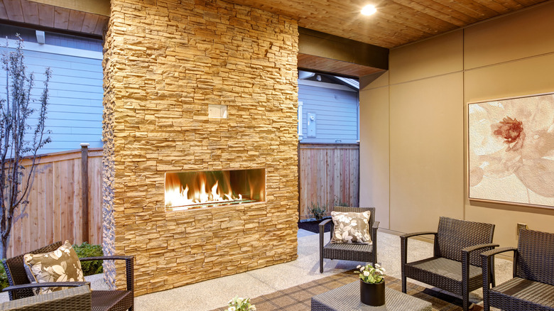 Contemporary patio fireplace