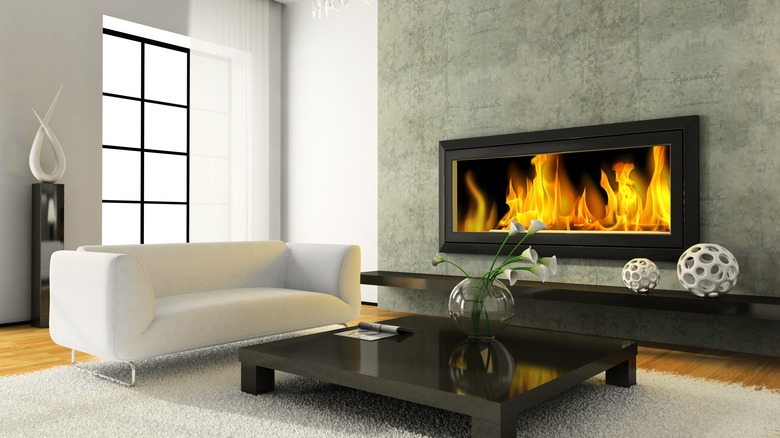 Modern lounge with fireplace