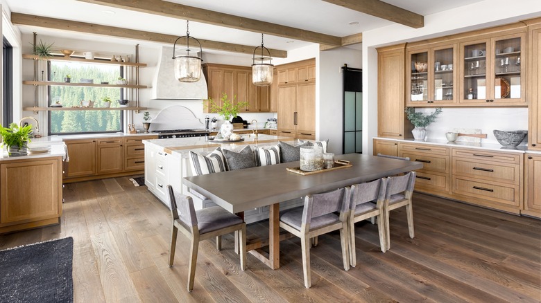 rustic kitchen with exposed beams