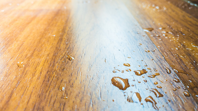 water spill on wood floor