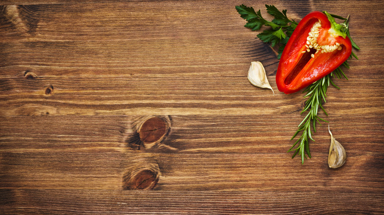 A stained wood countertop