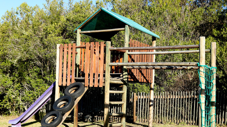 Aged wooden playset