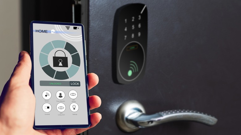 Smart door lock on phone