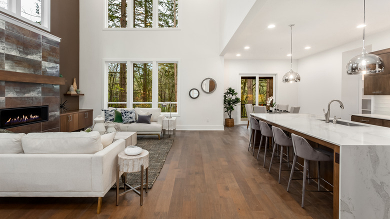 Open floor plan with kitchen 